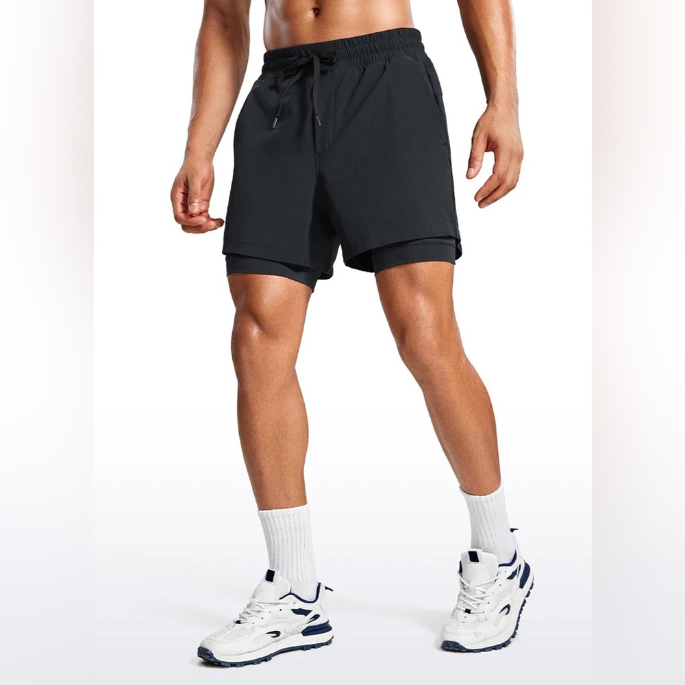 Feathery-Fit 2 in 1 Athletic Shorts 5''- with Pockets & Long Liner